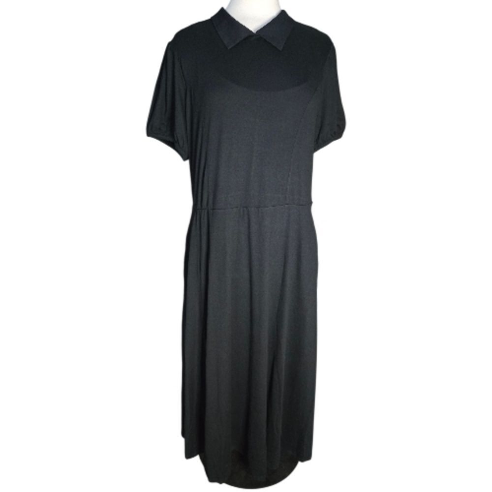 Hot Topic Black Midi Dress Puff Short Sleeve Collared